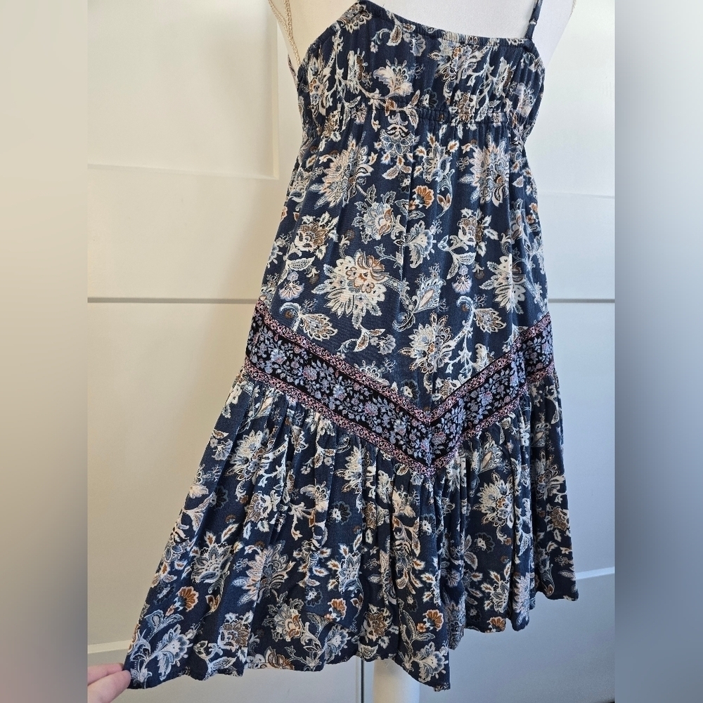 American Eagle Boho Floral Dress with Pink and Blue Accents - Picture 6 of 9